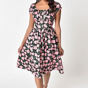 Unique vintage floral dress L
